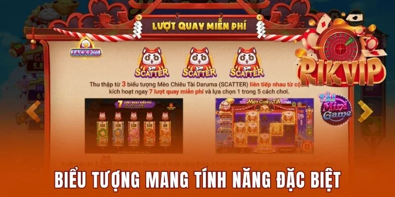 Biểu tượng có tính năng đặc biệt trong Mèo Tài Lộc Rikvip
