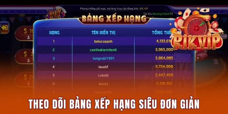 Theo dõi bảng xếp hạng siêu đơn giản