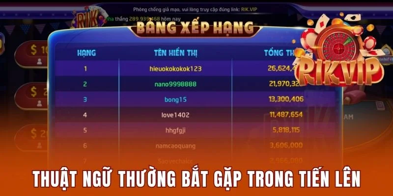 Thuật ngữ thường bắt gặp trong bài Tiến Lên 