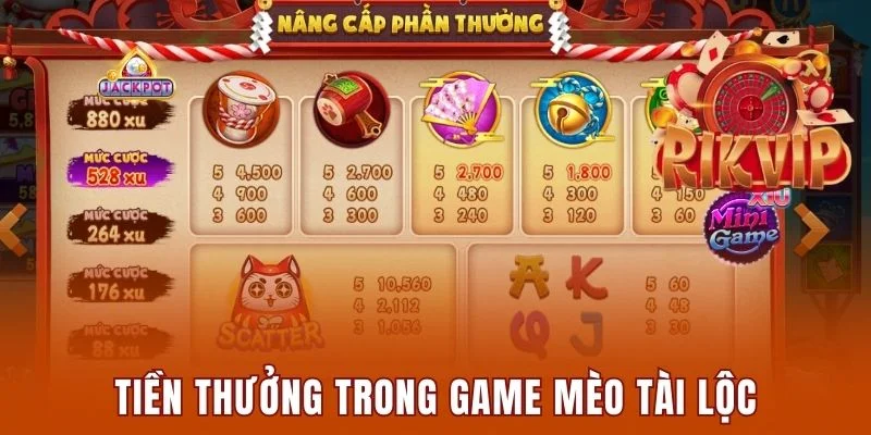 Tiền thưởng trong trò chơi Mèo Tài Lộc Rikvip