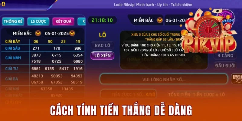 Tính tiền thắng dễ dàng